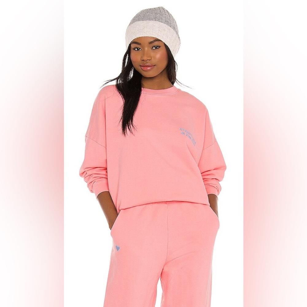 LPA Everything Is The Best Sweatshirt in Pink